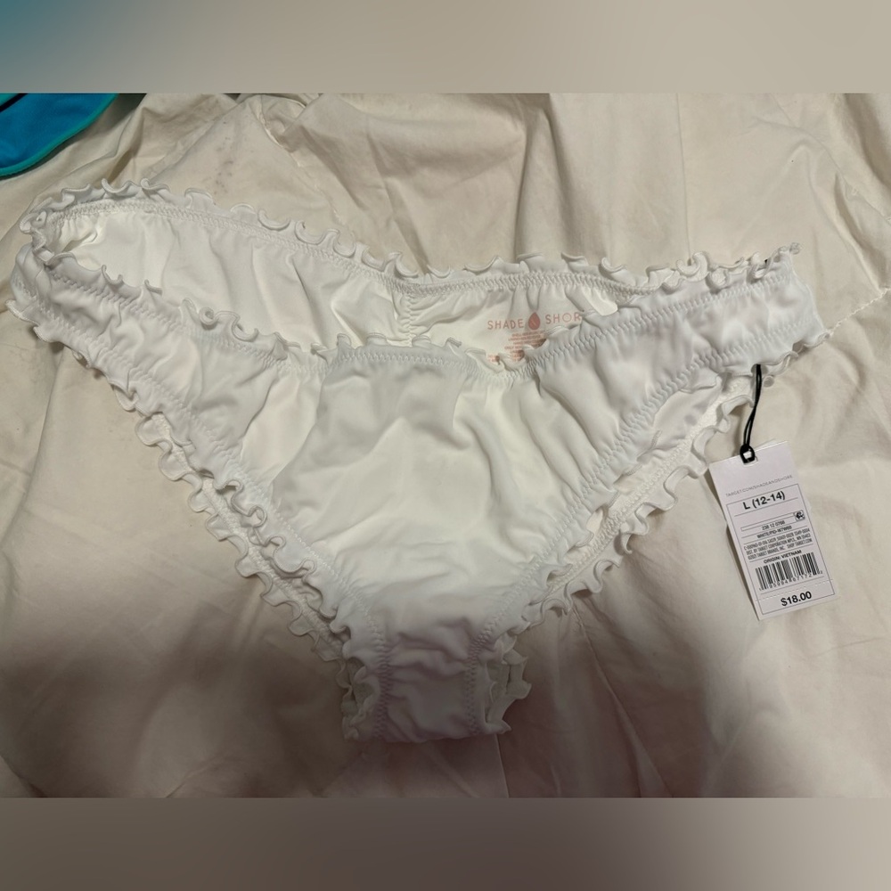White Ruffle Bikini Bottom